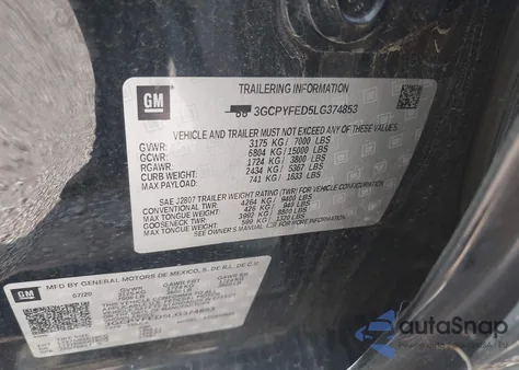 2020 Chevrolet Silverado 1500 4Wd Short Bed Lt Trail Boss из США, поврежденный, VIN 3GCPYFED5LG374853